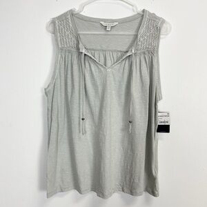 Lucky Brand Blouse Womens Medium Gray Top Sleeveless Cotton NWT